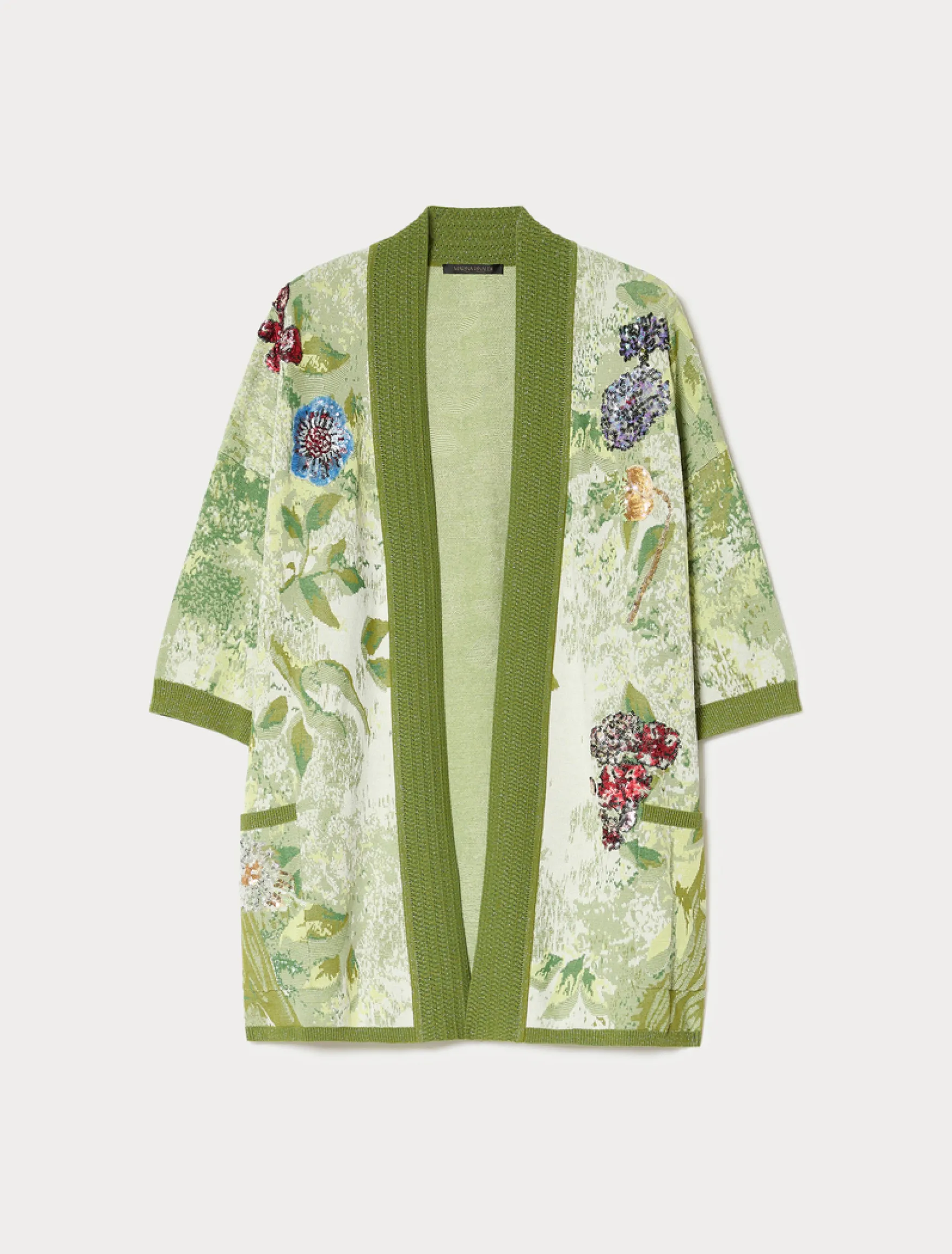 Cardigan jacquard con ricamo - BIANCO