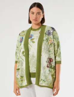 Cardigan jacquard con ricamo - BIANCO