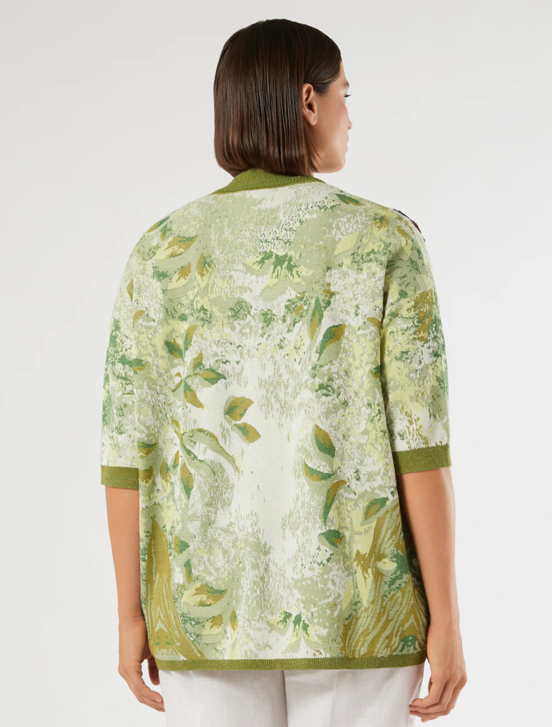 Cardigan jacquard con ricamo - BIANCO