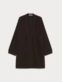 Cardigan lungo in pura lana - MARRONE SCURO