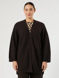 Cardigan lungo in pura lana - MARRONE SCURO