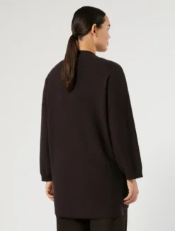 Cardigan lungo in pura lana - MARRONE SCURO