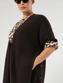 Cardigan lungo in pura lana - MARRONE SCURO