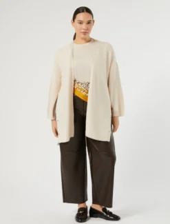 Cardigan lungo in pura lana - SABBIA