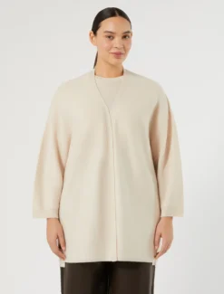 Cardigan lungo in pura lana - SABBIA