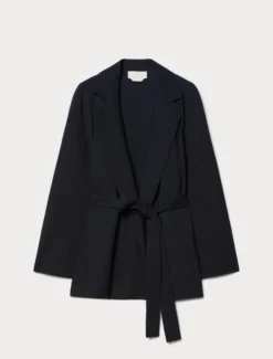 Casacca aperta in seersucker - BLU NOTTE