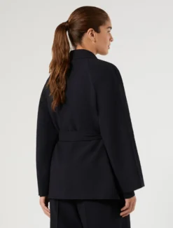Casacca aperta in seersucker - BLU NOTTE