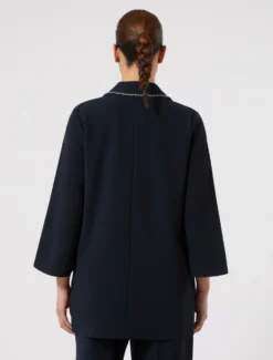 Casacca in cady con ricamo - BLU NOTTE