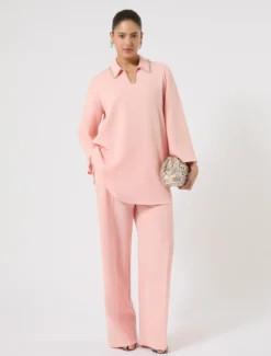 Casacca in cady con ricamo - ROSA