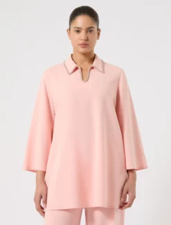 Casacca in cady con ricamo - ROSA