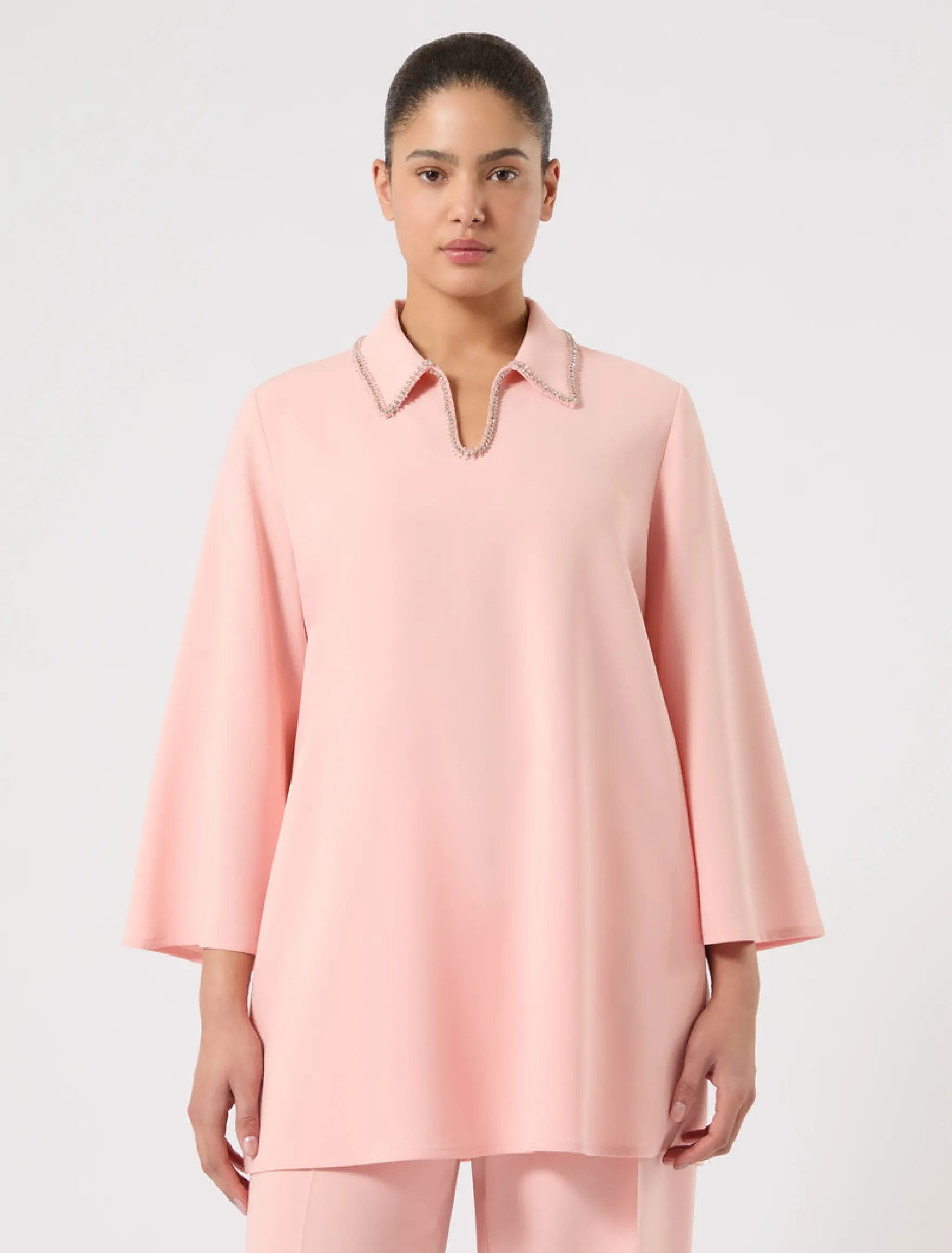 Casacca in cady con ricamo - ROSA