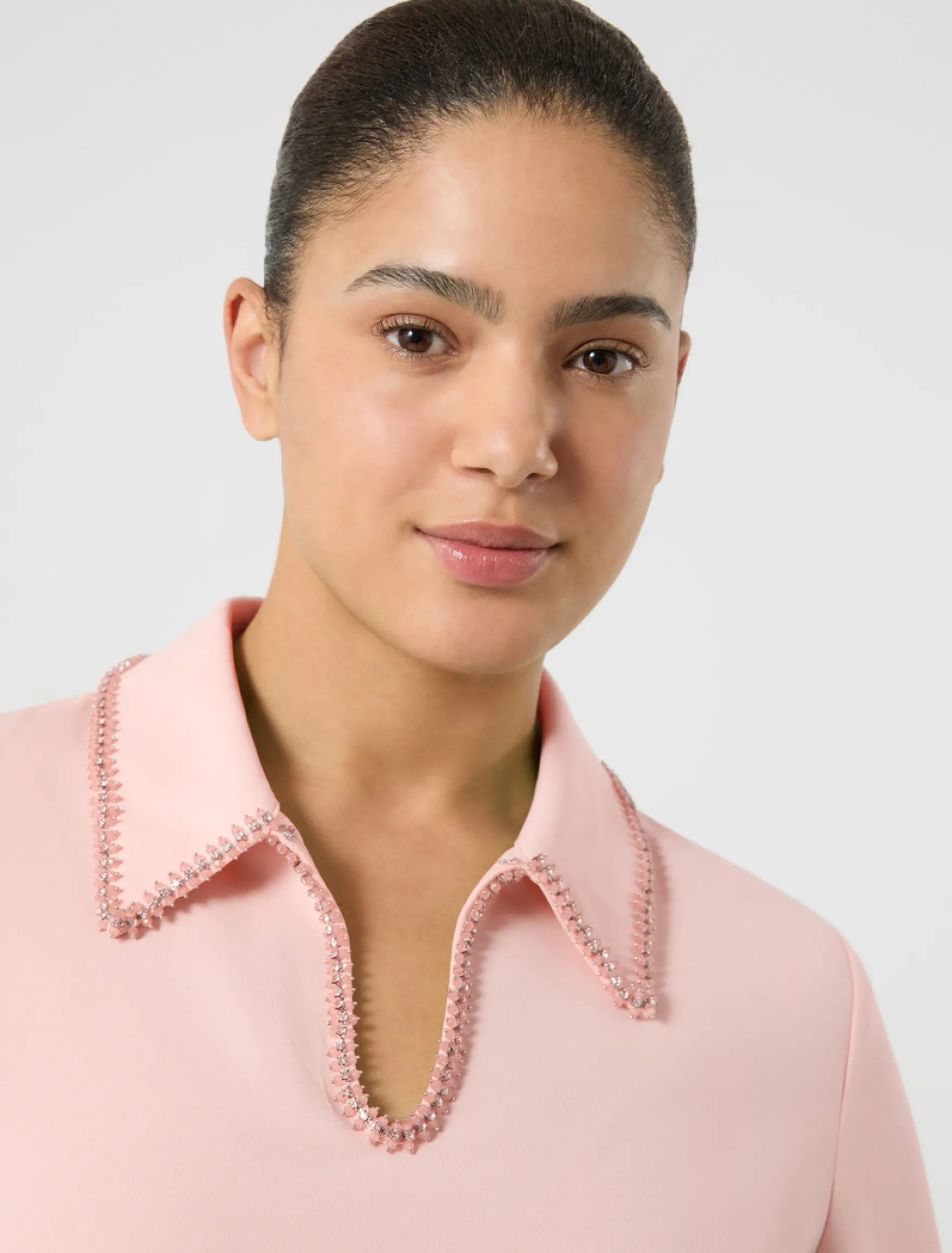 Casacca in cady con ricamo - ROSA