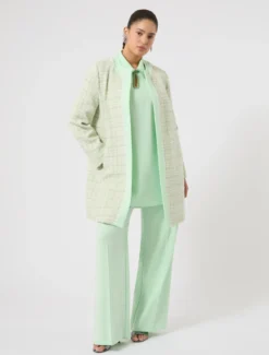 Casacca in cady con ricamo - VERDE PASTELLO