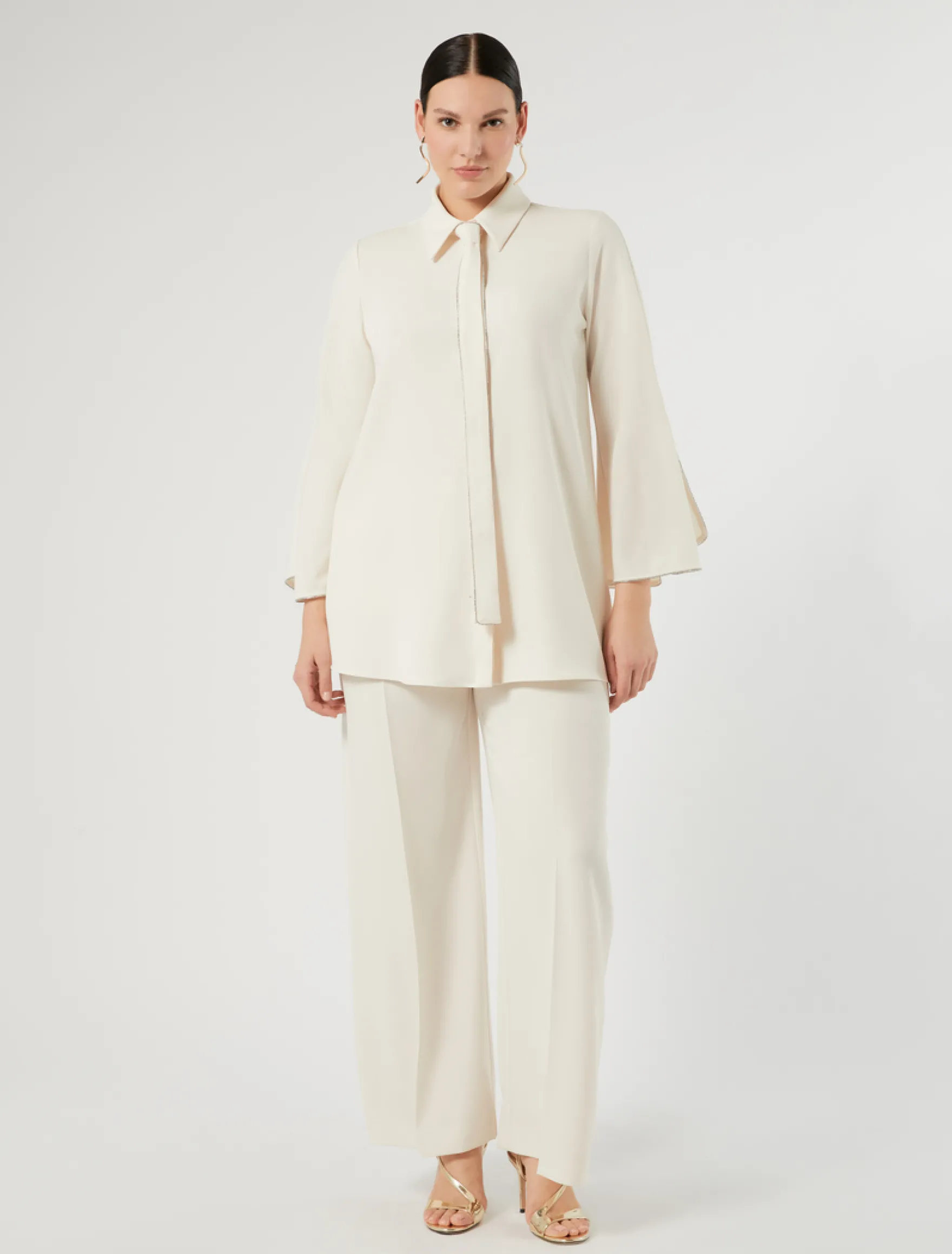 Casacca in cady con strass - BIANCO AVORIO