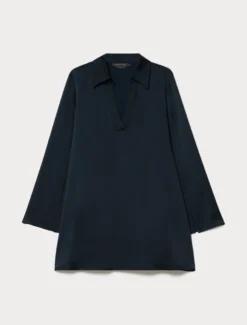 Casacca in crêpe envers satin - BLU NOTTE