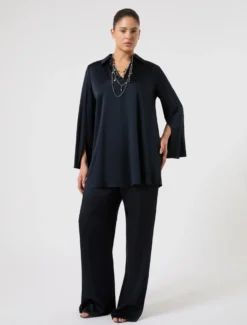 Casacca in crêpe envers satin - BLU NOTTE