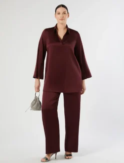 Casacca in crêpe envers satin - ROSSO VIOLA