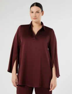 Casacca in crêpe envers satin - ROSSO VIOLA