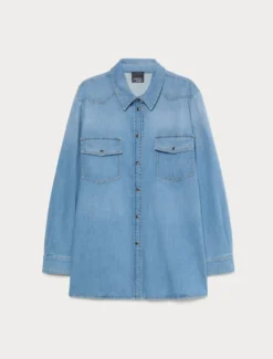 Casacca in denim stretch - BLU AZZURRO