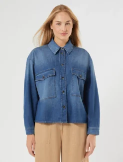 Casacca in gabardina di cotone - BLU MARINO