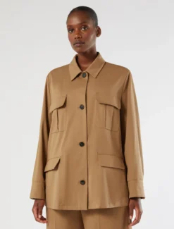 Casacca in gabardina di cotone - MARRONE BEIGE