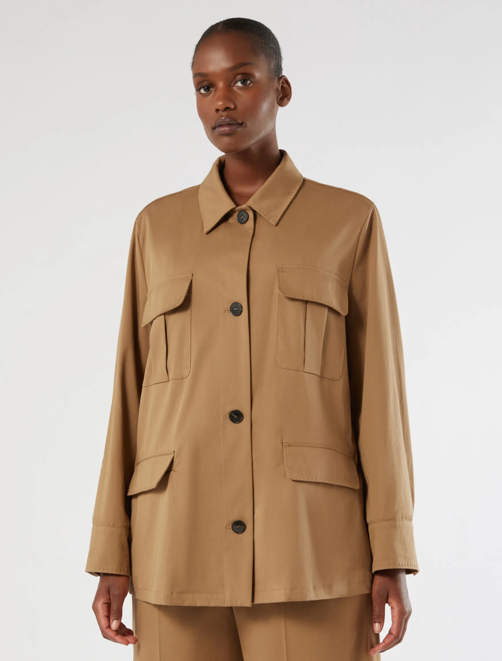 Casacca in gabardina di cotone - MARRONE BEIGE