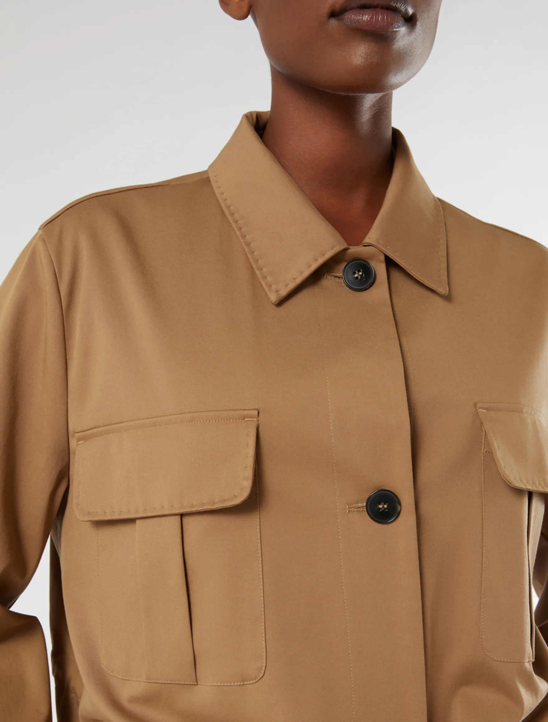 Casacca in gabardina di cotone - MARRONE BEIGE