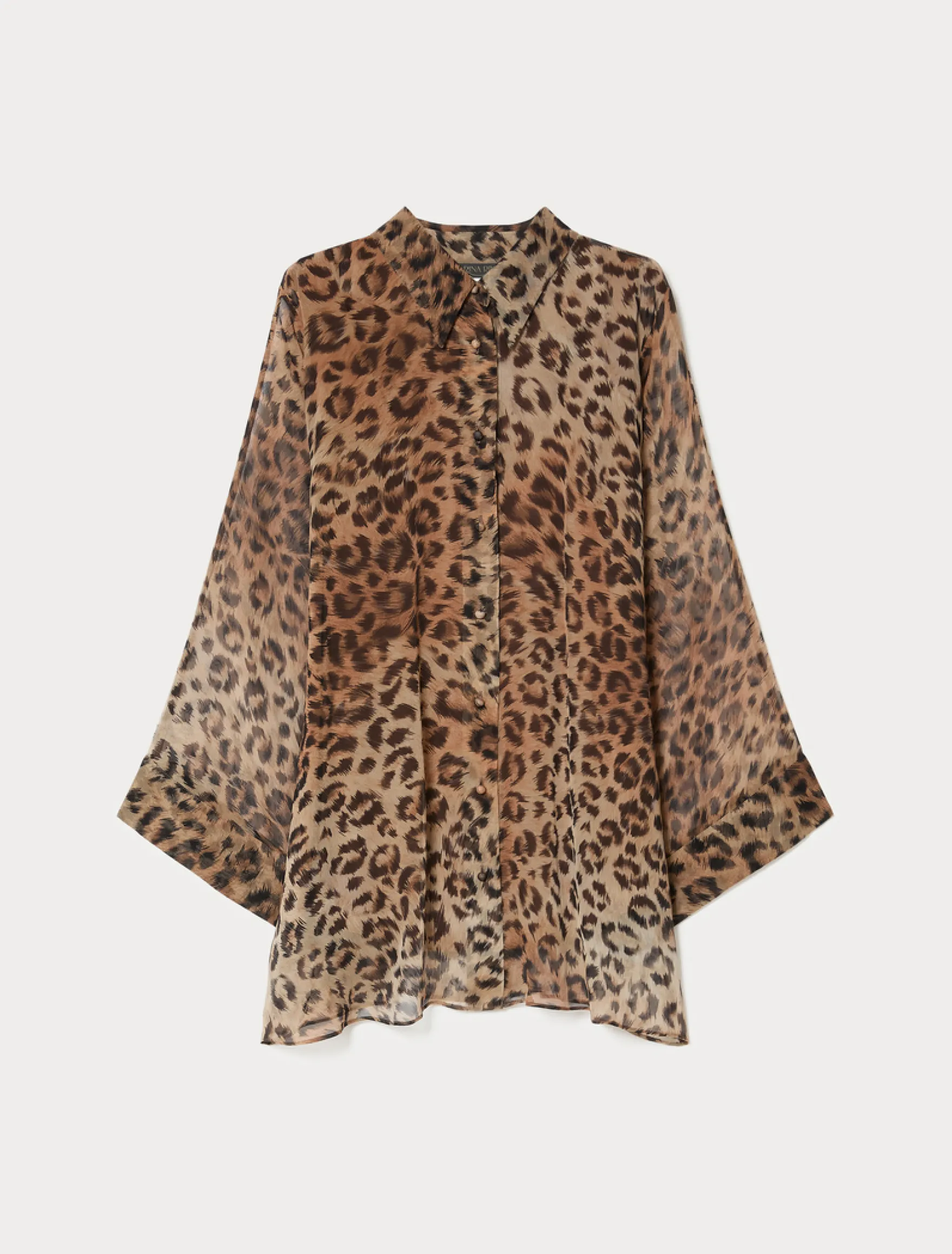 Casacca in georgette di seta - MARRONE