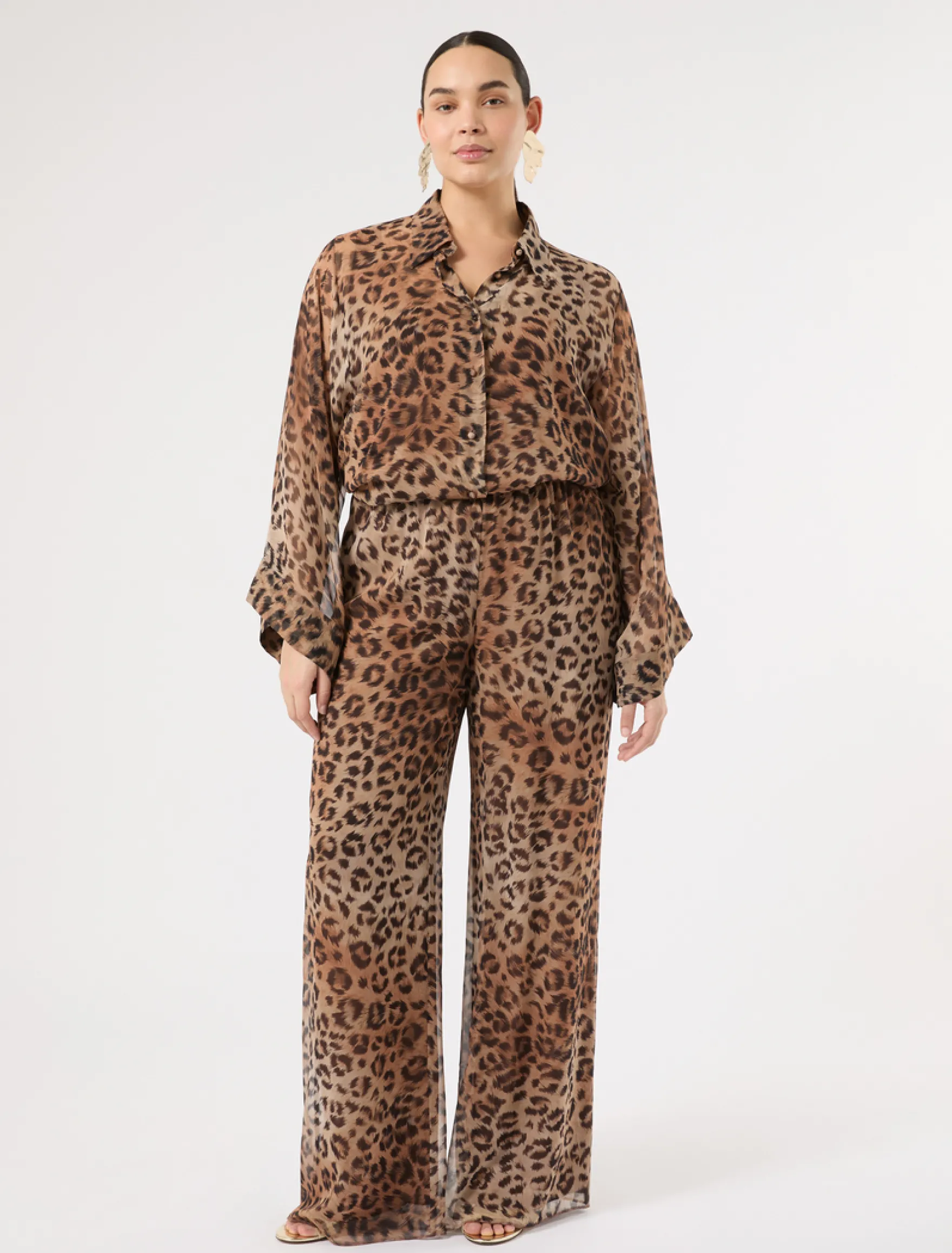 Casacca in georgette di seta - MARRONE