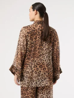 Casacca in georgette di seta - MARRONE
