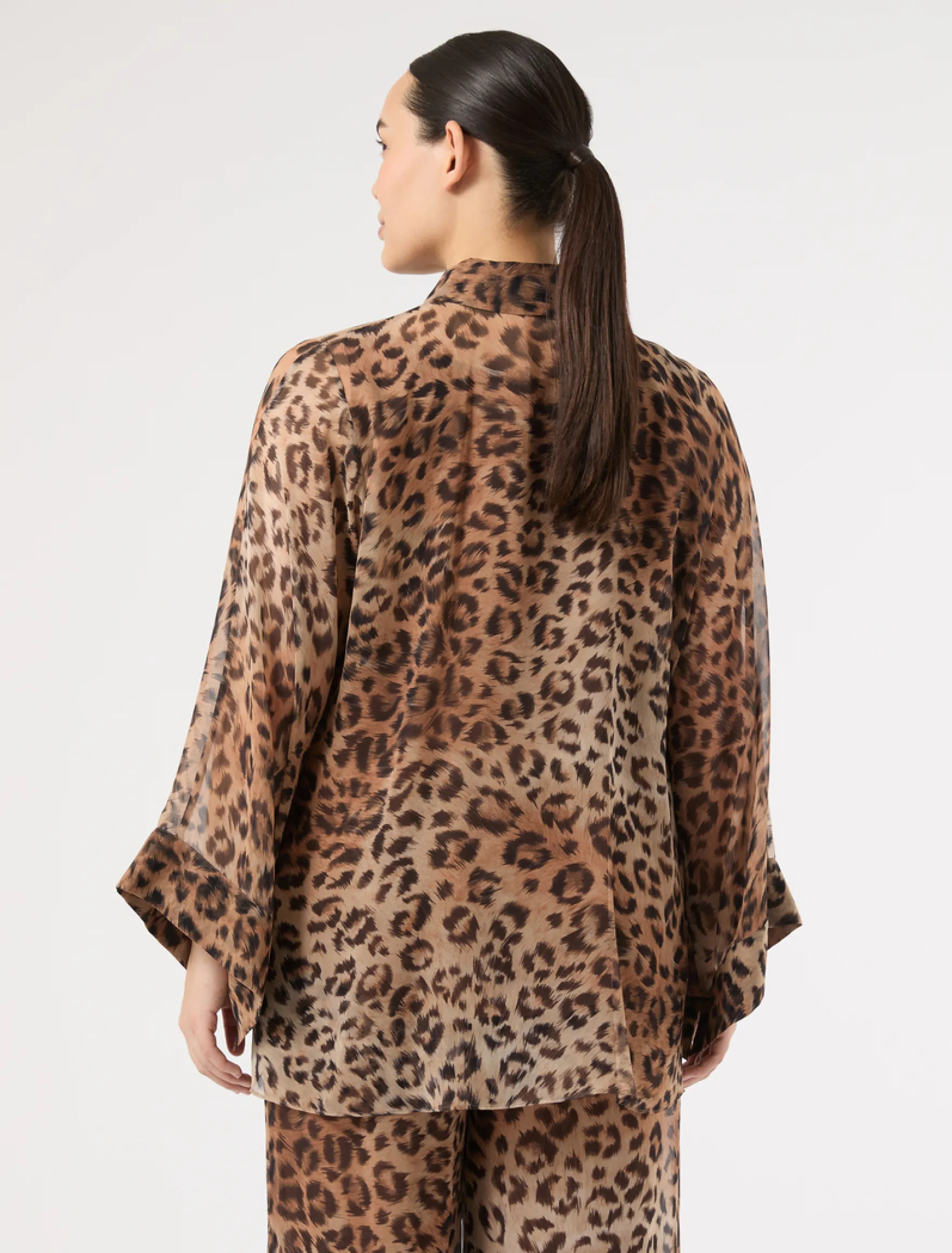 Casacca in georgette di seta - MARRONE