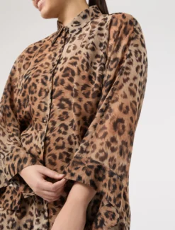 Casacca in georgette di seta - MARRONE