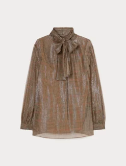 Casacca in georgette di seta - ORO CAMMELLO