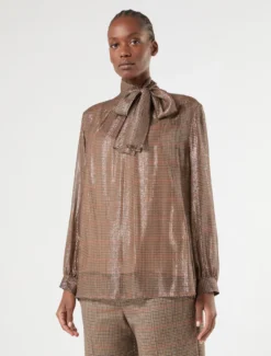 Casacca in georgette di seta - ORO CAMMELLO