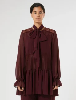 Casacca in georgette e pizzo - ROSSO VIOLA