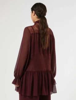 Casacca in georgette e pizzo - ROSSO VIOLA
