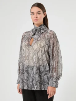 Casacca in georgette - GRIGIO MEDIO