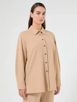 Casacca in jersey scuba crêpe - CAMMELLO