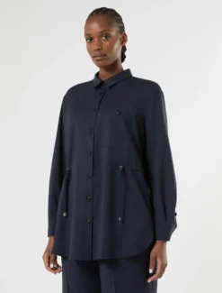 Casacca in lana natural stretch - BLU NOTTE