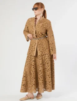Casacca in pizzo macramè - CAMMELLO