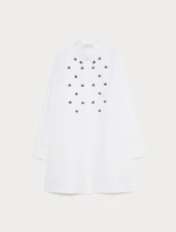 Casacca in popeline con ricamo - BIANCO OTTICO