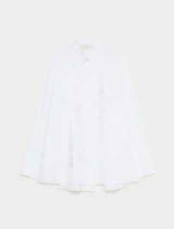Casacca in popeline con ricamo - BIANCO OTTICO