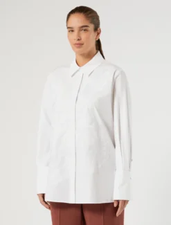Casacca in popeline con ricamo - BIANCO OTTICO