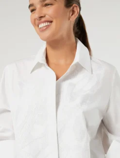 Casacca in popeline con ricamo - BIANCO OTTICO