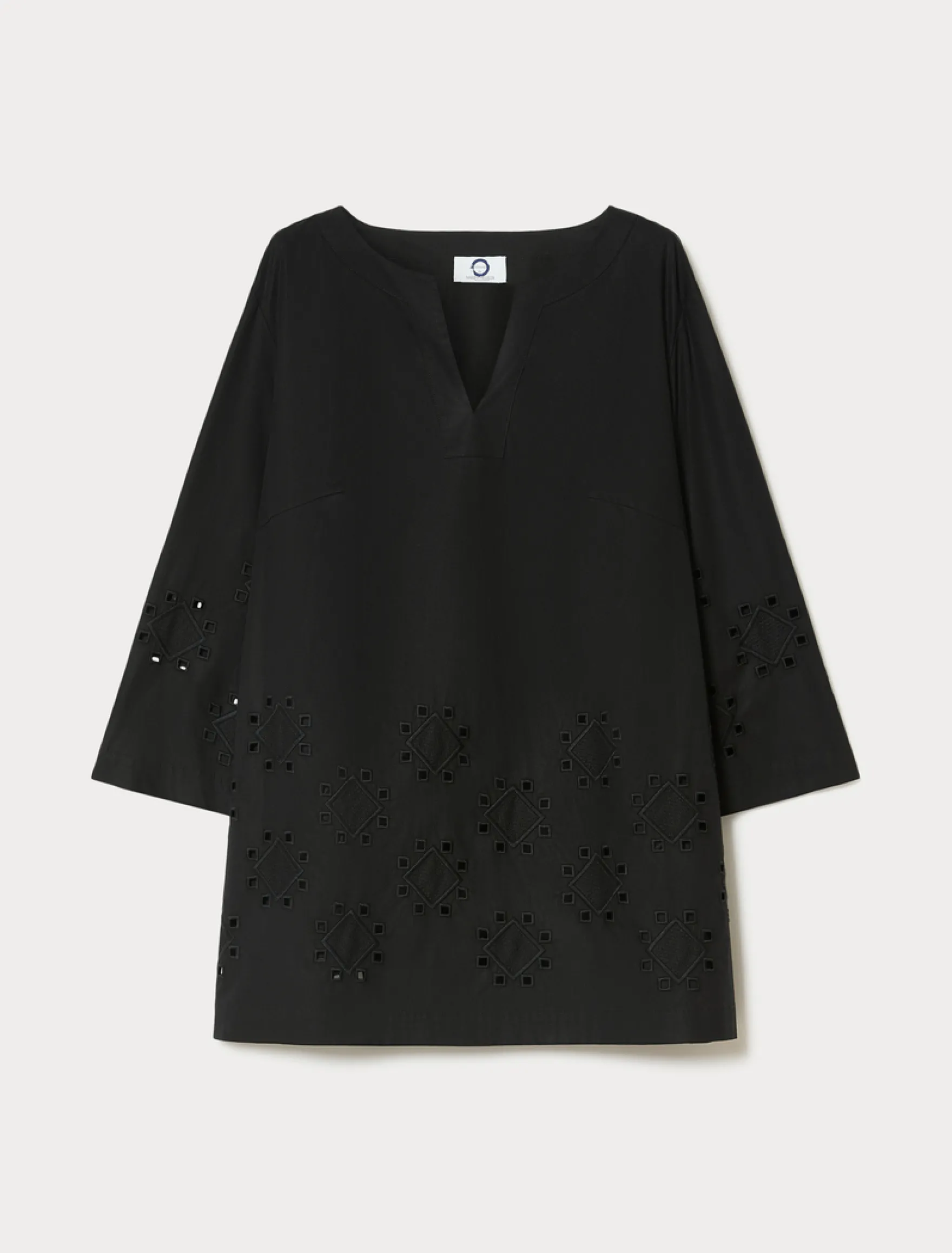 Casacca in popeline con ricamo - NERO