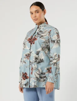 Casacca in popeline di cotone - AZZURRO