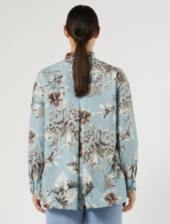 Casacca in popeline di cotone - AZZURRO
