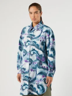 Casacca in popeline di cotone - BLU NOTTE