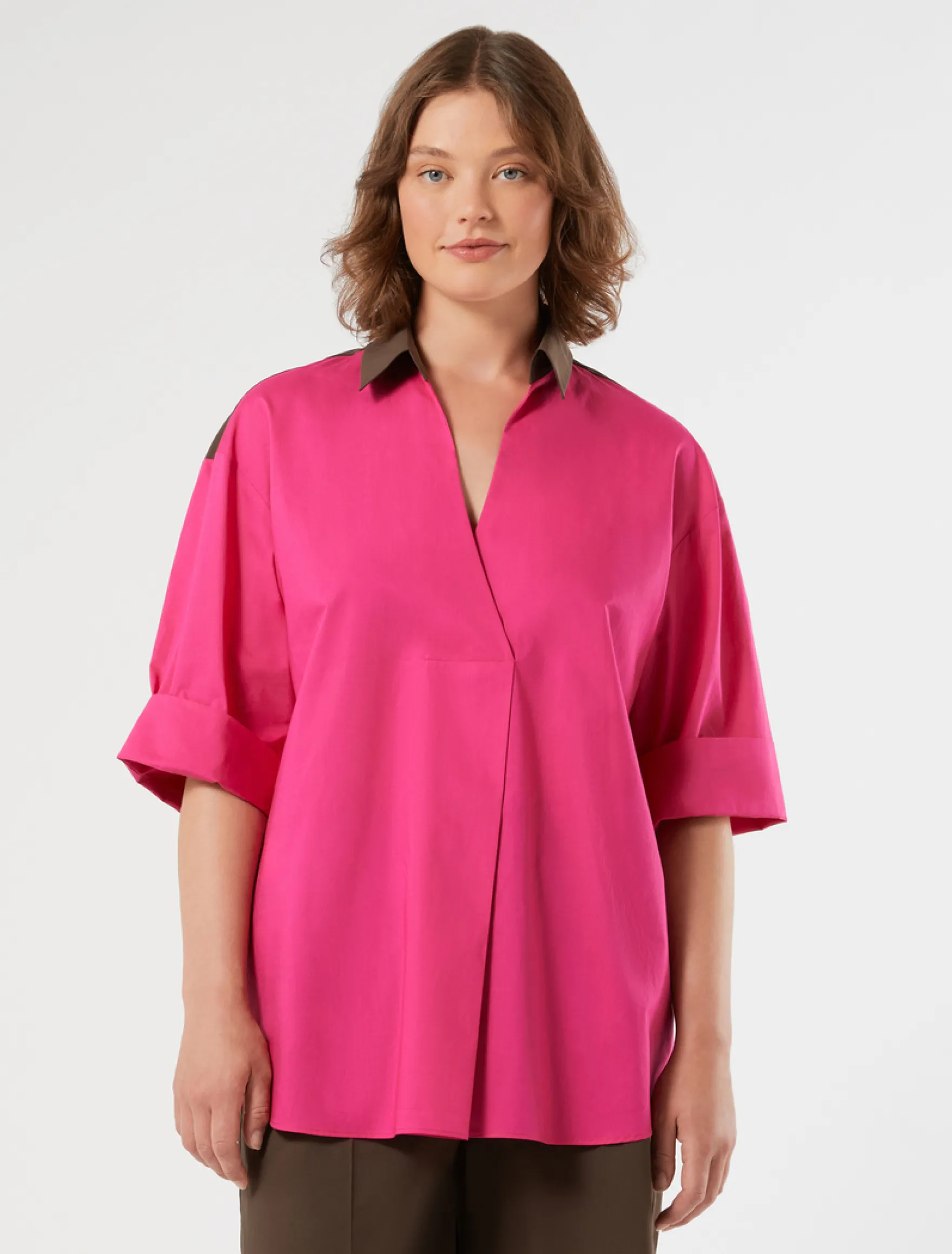 Casacca in popeline di cotone - FUXIA