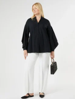 Casacca in popeline di cotone - NERO